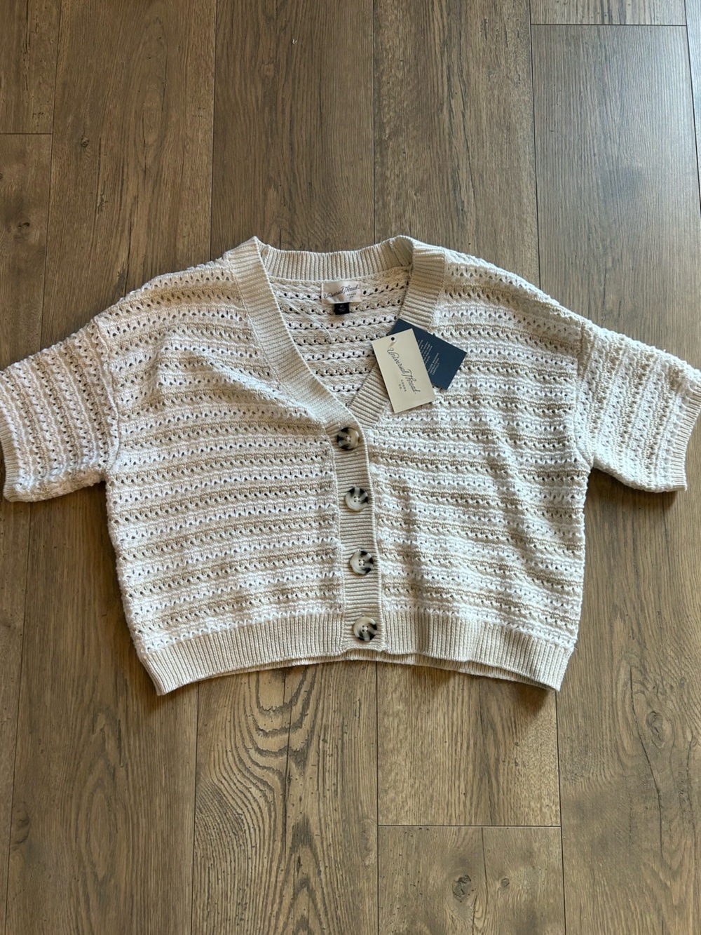 Universal Thread Cropped Open-Knit Button Front Sweater Cardigan - NWT